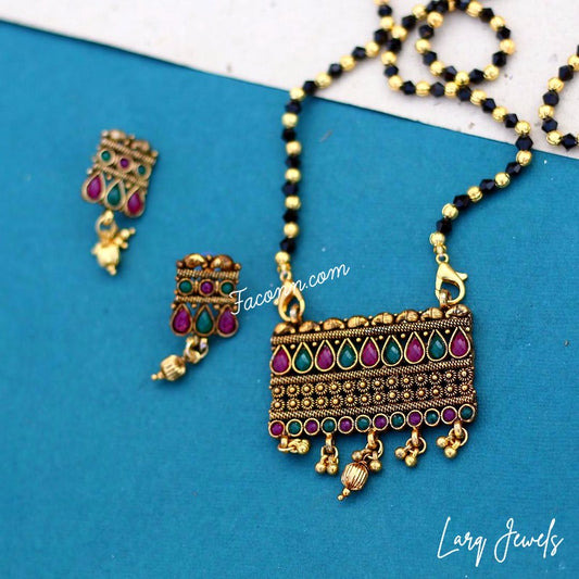 LARQ JEWELS Traditional Gold Plated Thushi Necklace For Women