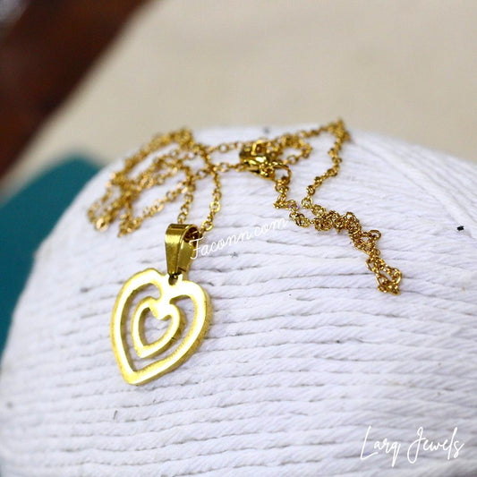 LARQ JEWELS Women Latest Concentric Heart Western Neck Chain Pendant