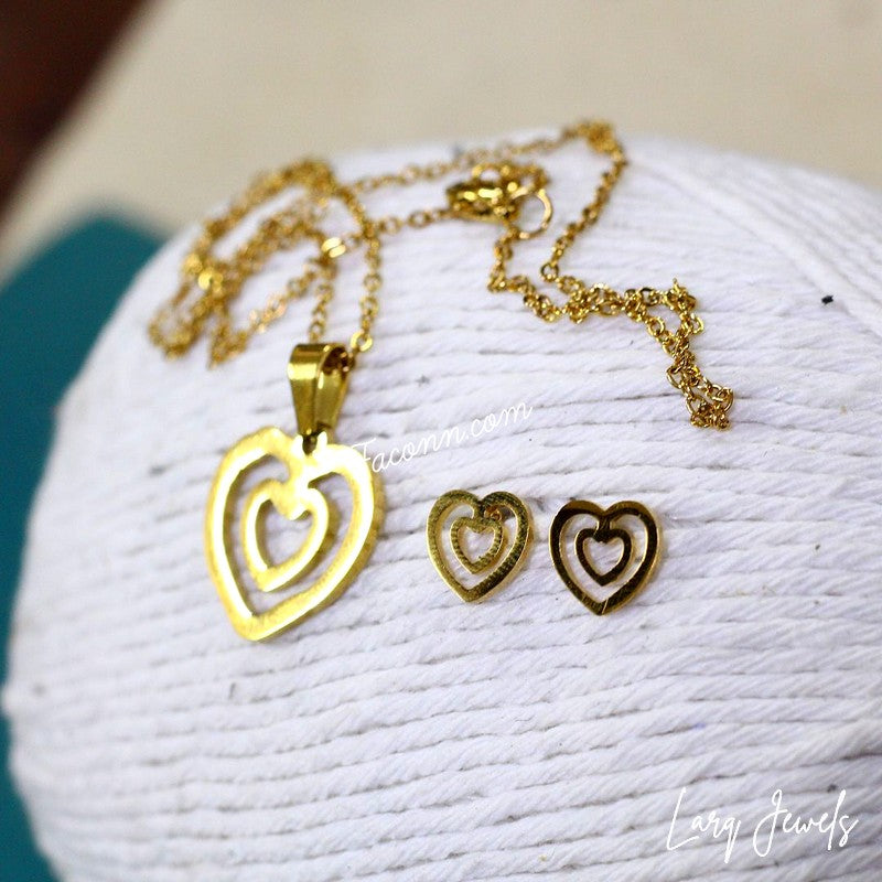 LARQ JEWELS Women Latest Concentric Heart Western Neck Chain Pendant