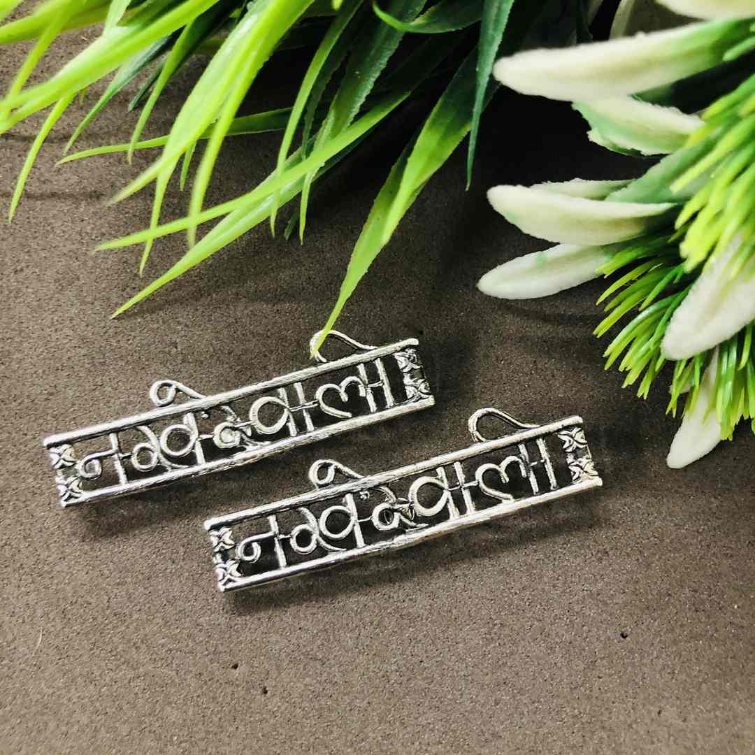 LARQ JEWELS Silver Oxidized Nakhrewali Earring Studs
