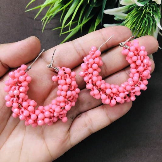 LARQ JEWELS Baby pink HOOP EARRINGS FOR WOMEN AND GIRLS