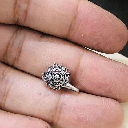 LARQ JEWELS Oxidized Silver Indo Western Fashion Jewellery Nose Pin