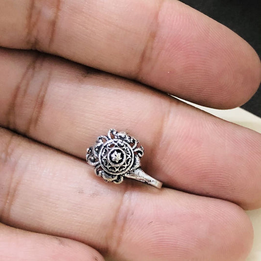 LARQ JEWELS Oxidized Silver Indo Western Fashion Jewellery Nose Pin