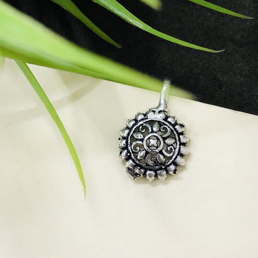LARQ JEWELS Silver Stylish Tribal Boho Precious Stone Nose Pin
