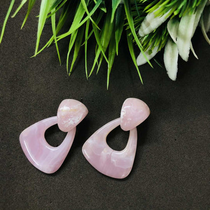 LARQ JEWELS Pink Marble Finishing Acryic Fashion Drop Earrings For Women &amp; Girls