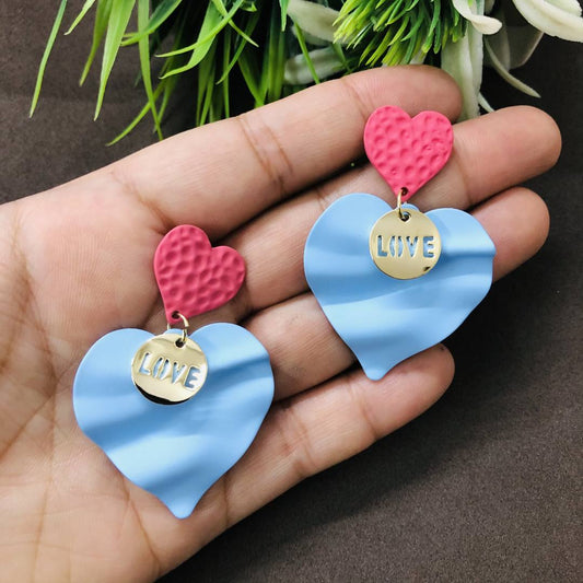 LARQ JEWELS Quirky Heart Shape Love Drop and Dangle Earrings for women and girls