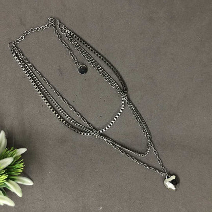 LARQ JEWELS Multi Layer Black Plated Necklace