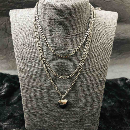 LARQ JEWELS Multi Layer Black Plated Necklace