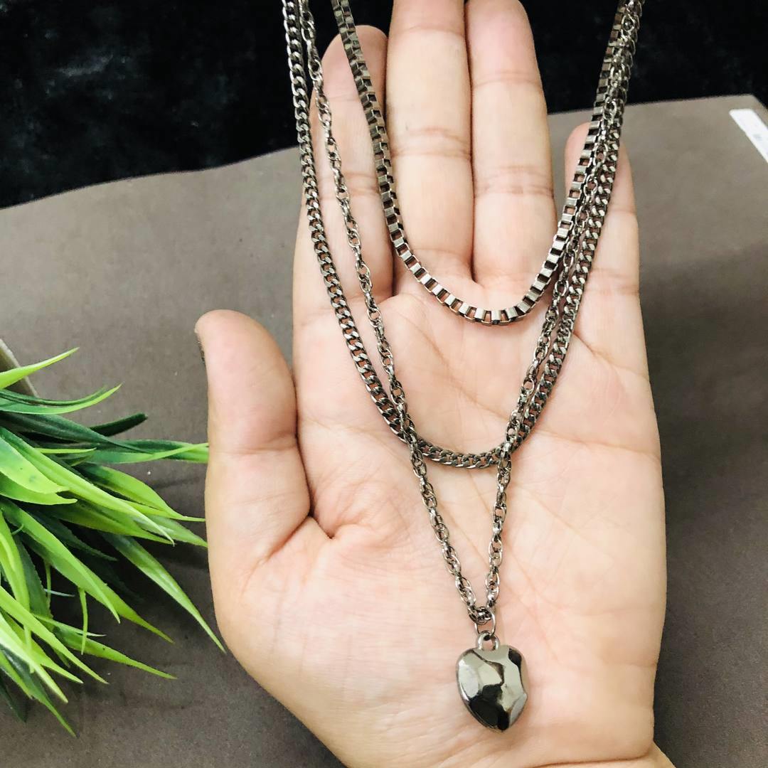 LARQ JEWELS Multi Layer Black Plated Necklace