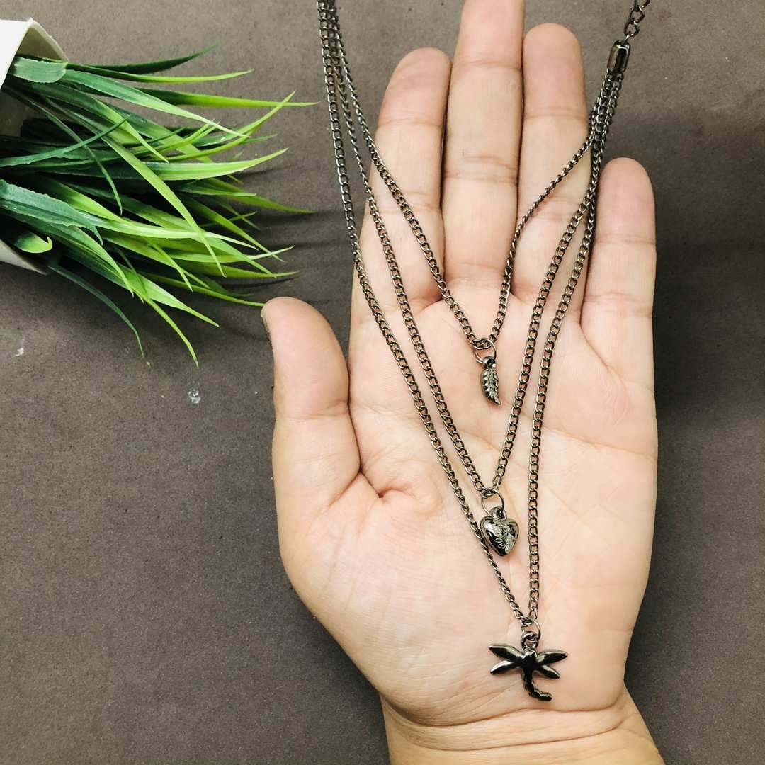 LARQ JEWELS Multi Layered Love Shape Fashion Necklace