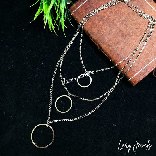 LARQ JEWELS Stylish Circlular Layered Pendant Necklace