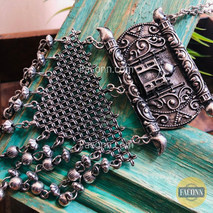LARQ JEWELS Taj Mahal  Silver Oxidised Long Necklace
