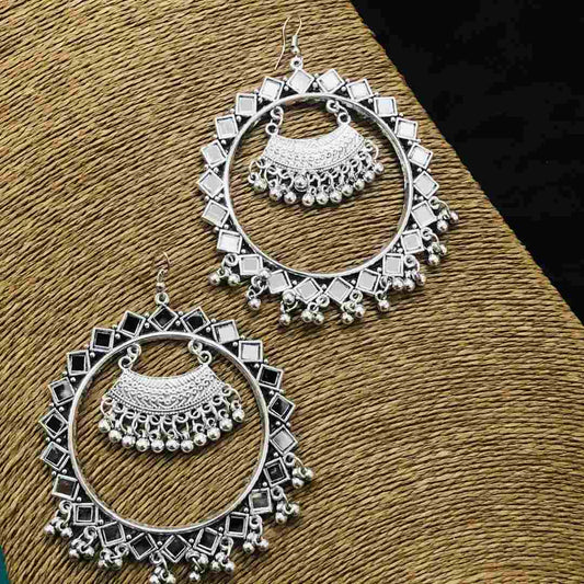 LARQ JEWELS Oxidised Silver Afghani Big Chanbali jhumka Earrings for women and girls
