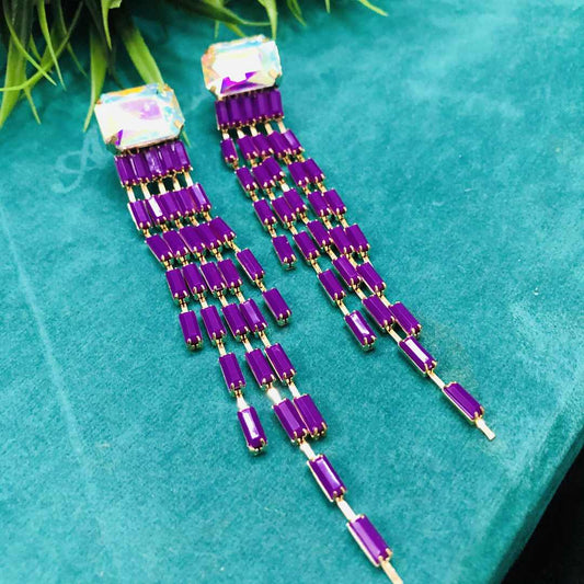 LARQ JEWELS Designer Copper Party Wear Stylish Drop Earring for Women- Purple