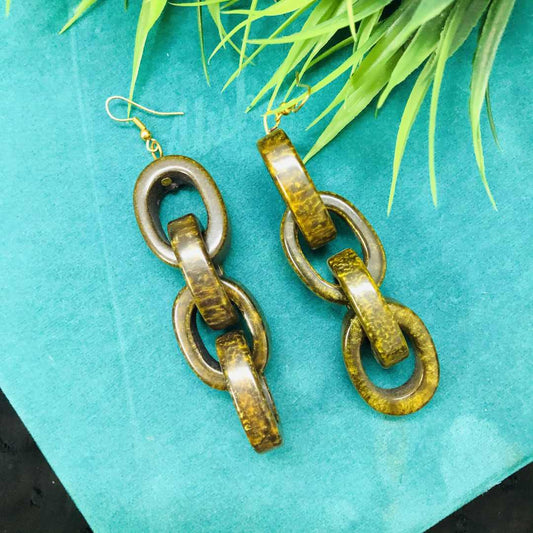 LARQ JEWELS Wooden Minimalistic Geometric Round Hoop Earrings For Women/Girls