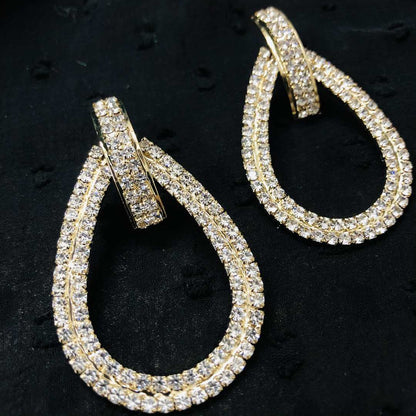 LARQ JEWELS Geometrical Design zirconia Crystal Gold Plated Sparkling Colorful Pair of Earrings