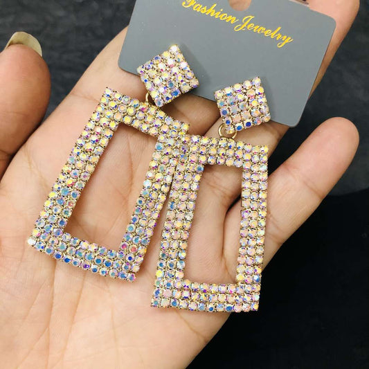 LARQ JEWELS Glittering Cubic Zirconia Studded Gold Stylish Party Earring For Women