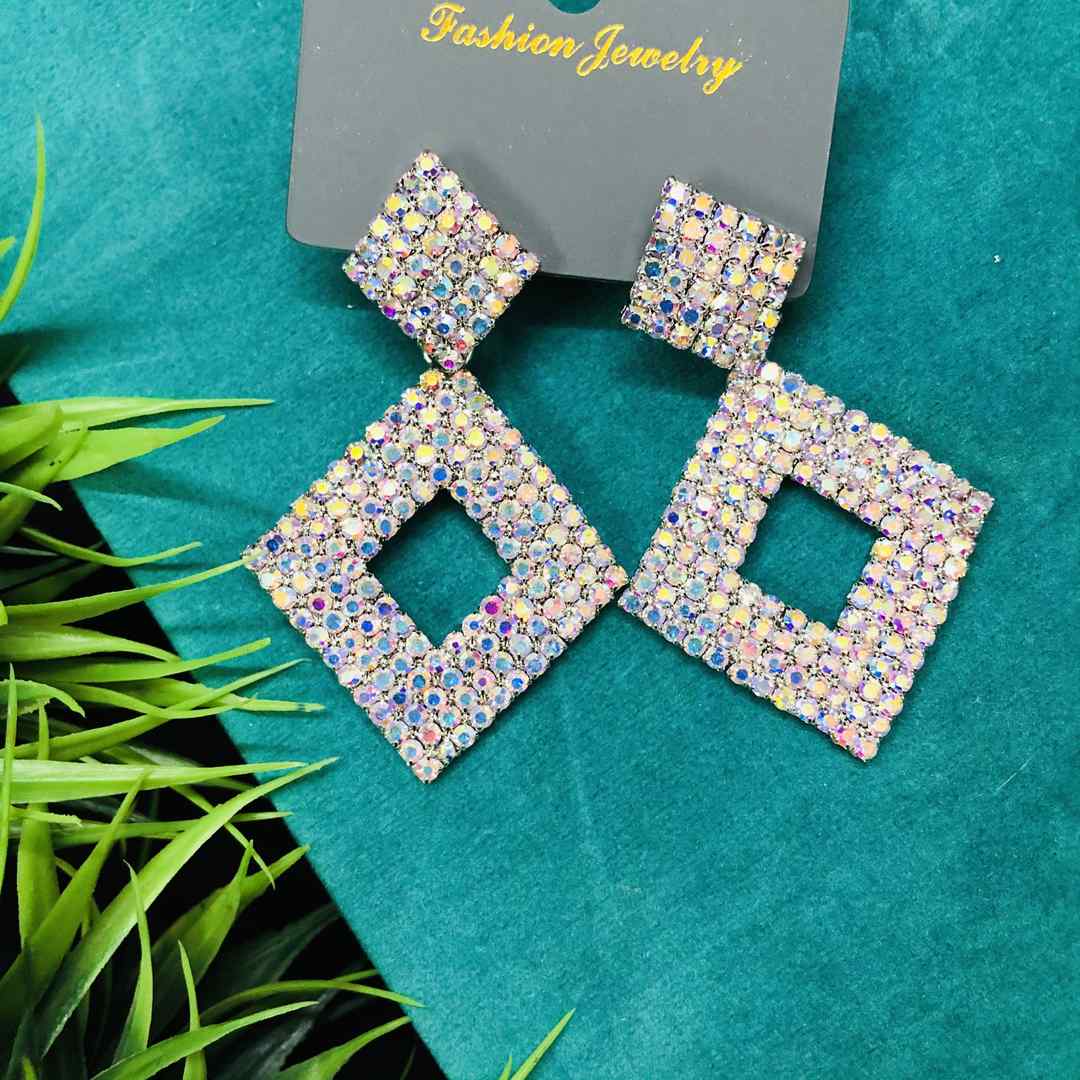 LARQ JEWELS Crystal Non-precious Metal Silver Plated and Cubic Zirconia Dangler