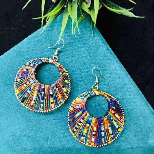 LARQ JEWELS Lightweight Multicolor Beads Hook Dangler Earrings for Women and Girls