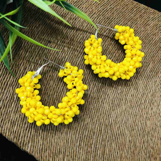 LARQ JEWELS Yellow BeadsHoop Earrings for Women and Girls