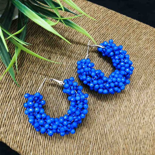 LARQ JEWELS Royal Blue Beads Hoop Earrings for Women and Girls