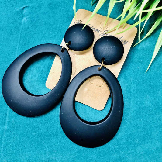 LARQ JEWELS New Style Rubber Material Round Statement Earring For Women - Black