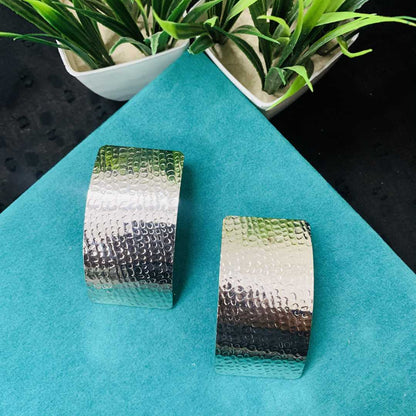 LARQ JEWELS Vintage Metal Textured Geometric Rectangle Drop For Women And Girls Earrings- Black