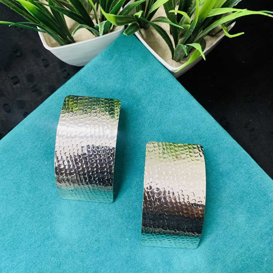 LARQ JEWELS Vintage Metal Textured Geometric Rectangle Drop For Women And Girls Earrings- Black