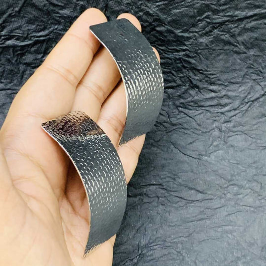 LARQ JEWELS Vintage Metal Textured Geometric Rectangle Drop For Women And Girls Earrings- Black