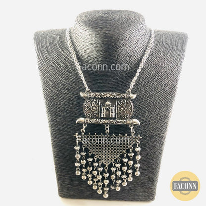 LARQ JEWELS Taj Mahal  Silver Oxidised Long Necklace