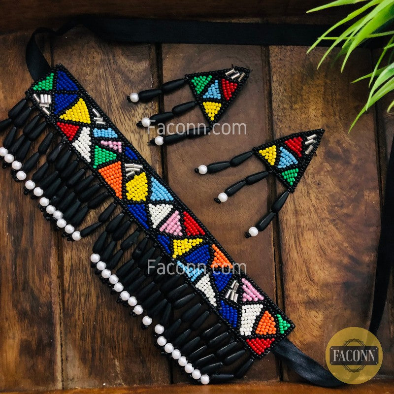 LARQ JEWELS Handmade Fashion Seed Bead Multicolor Necklace