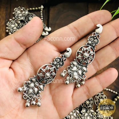 LARQ JEWELS Silver Plated Oxidized Metal Boho Afghani Choker