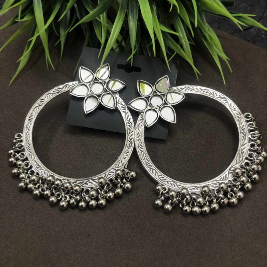 LARQ JEWELS Handmade Rajasthani Oxidised Silver Dangle &amp; Drop Earrings Jewellery- SILVER