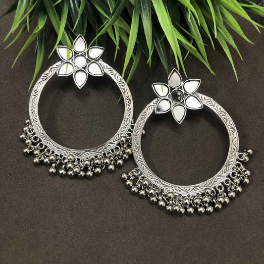 LARQ JEWELS Handmade Rajasthani Oxidised Silver Dangle &amp; Drop Earrings Jewellery- SILVER