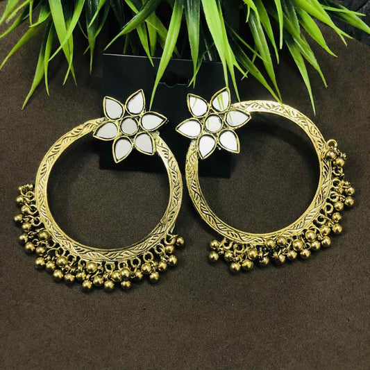 LARQ JEWELS Handmade Rajasthani Oxidised Silver Dangle &amp; Drop Earrings Jewellery- GOLDEN