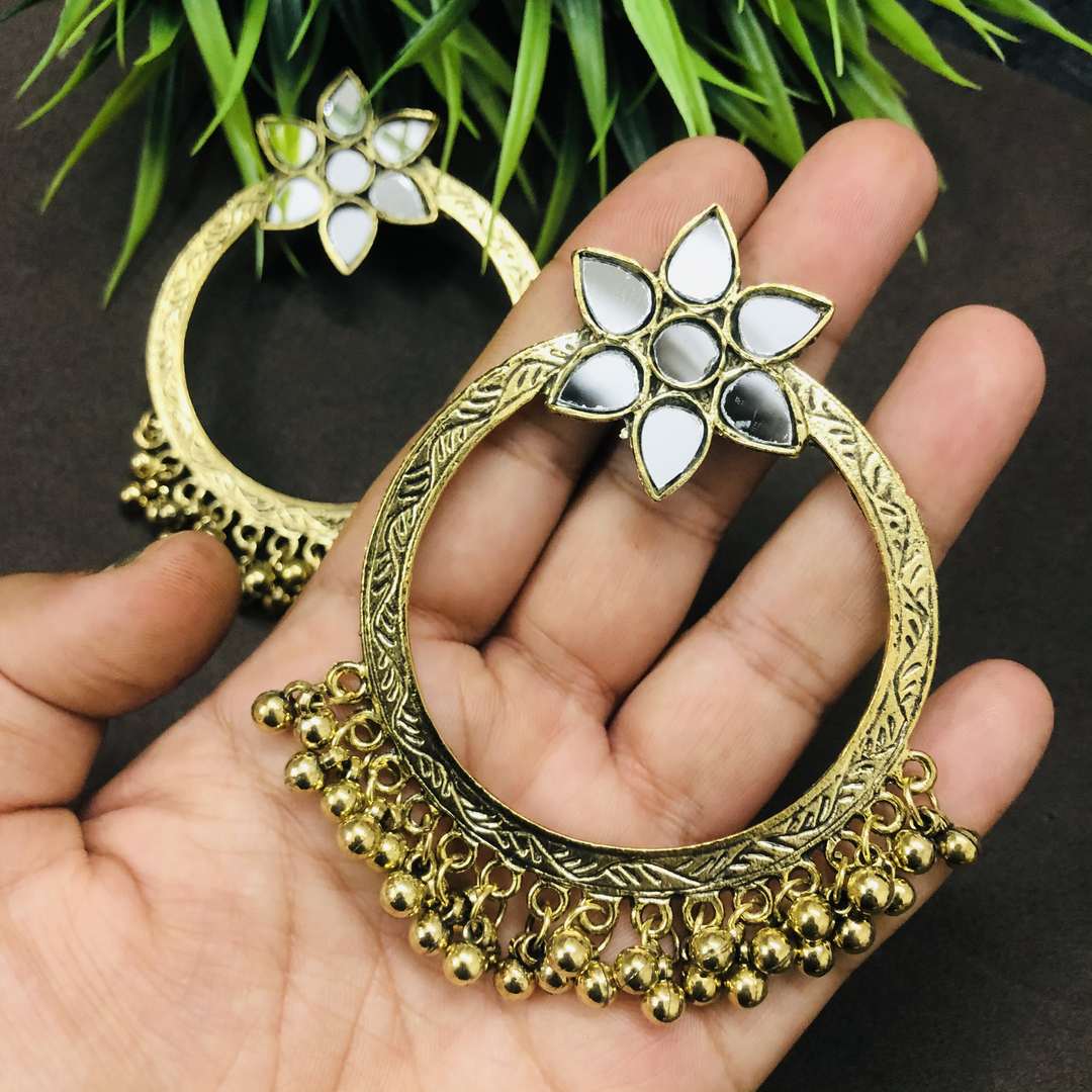 LARQ JEWELS Handmade Rajasthani Oxidised Silver Dangle &amp; Drop Earrings Jewellery- GOLDEN