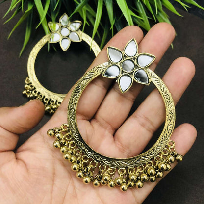 LARQ JEWELS Handmade Rajasthani Oxidised Silver Dangle &amp; Drop Earrings Jewellery- GOLDEN