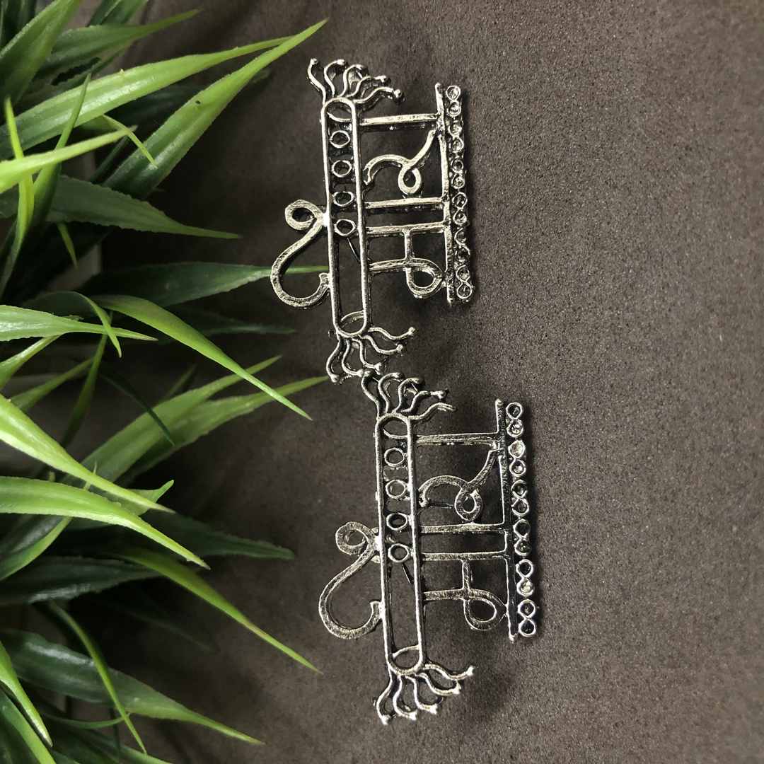 LARQ JEWELS Oxidised Silver Looklike Ethnic Traditional Meera Stud Earrings for Women