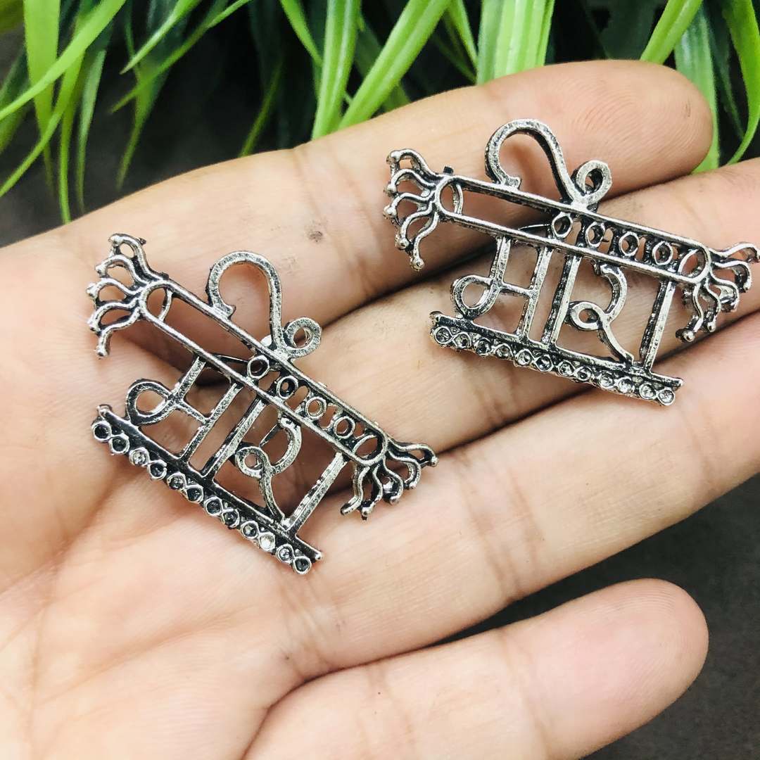 LARQ JEWELS Oxidised Silver Looklike Ethnic Traditional Meera Stud Earrings for Women