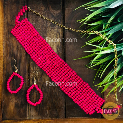 LARQ JEWELS Handmade Beaded Indian Fashion Jewellery Pink