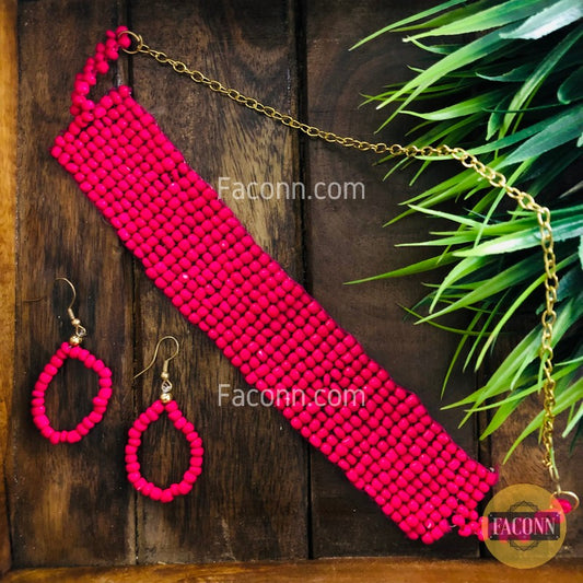 LARQ JEWELS Handmade Beaded Indian Fashion Jewellery Pink