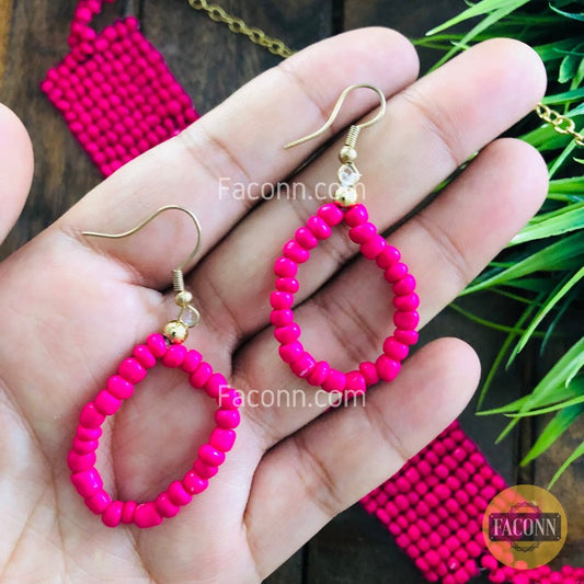 LARQ JEWELS Handmade Beaded Indian Fashion Jewellery Pink