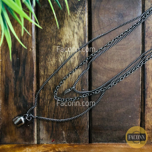 LARQ JEWELS Gorgeous Triple Layer Party Wear Black Chain