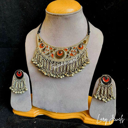 LARQ JEWELS German Silver Meenawork Enamel Work Choker Necklace