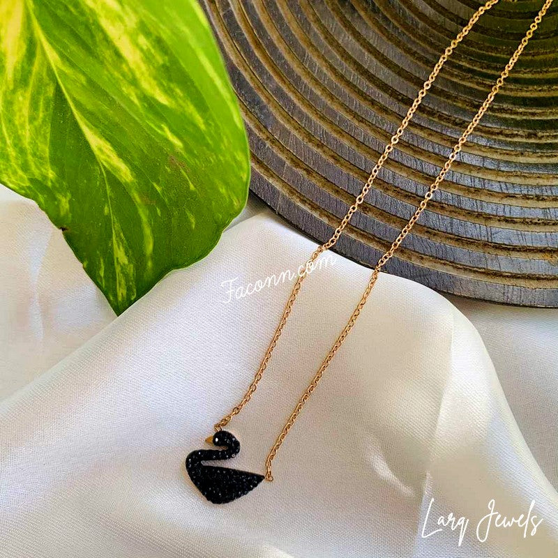 LARQ JEWELS Rose Gold Plated Stylish Duck Tassel Necklace Swan Chain
