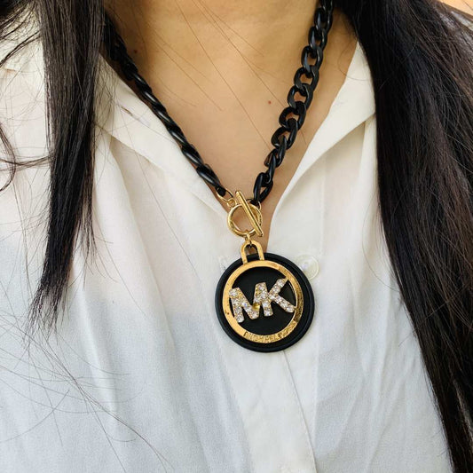 LARQ JEWELS MICHAEL KORS Stone studded black necklace