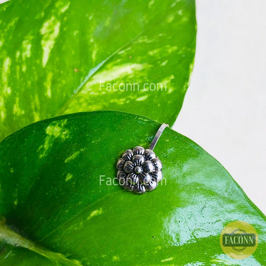 LARQ JEWELS Beautiful Classic Silver Oxidized Finishing Non Piercing Nose Pin