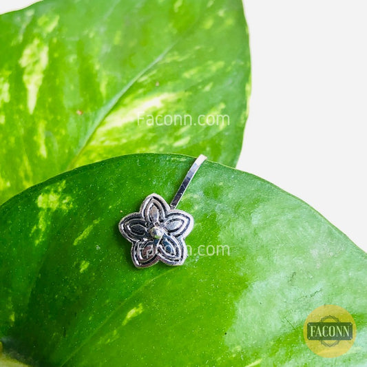 LARQ JEWELS Oxidized Silver Alloy Tribal Nose Pin for Women