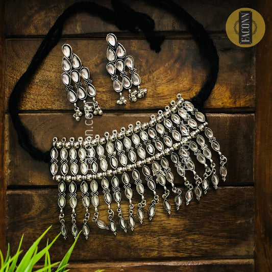 LARQ JEWELS Antique Oxidized Afghani Bohemian Tribal Choker