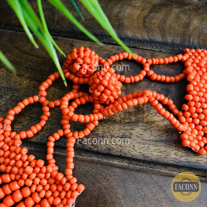 LARQ JEWELS African Handmade Orange Beaded Choker Necklace